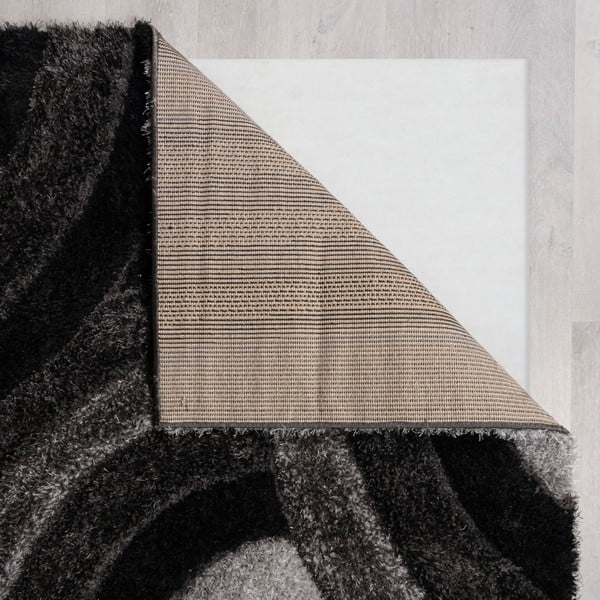Tappeto nero e grigio tessuto a mano in fibre riciclate 160x230 cm Velvet - Flair Rugs-image-2