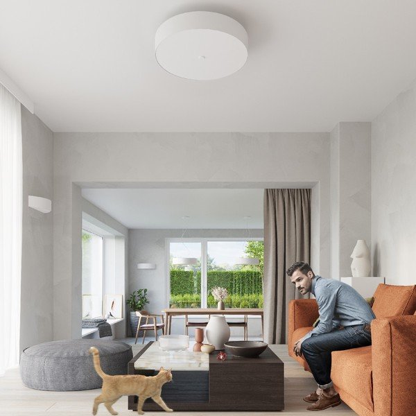 Lampada da soffitto bianca con paralume in vetro ø 50 cm Herra - Sollux-image-3