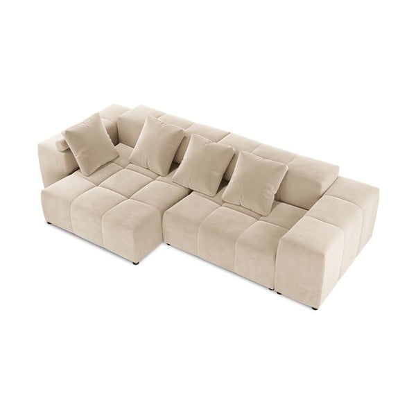 Divano angolare in velluto beige (variabile) Rome Velvet - Cosmopolitan Design-image-3