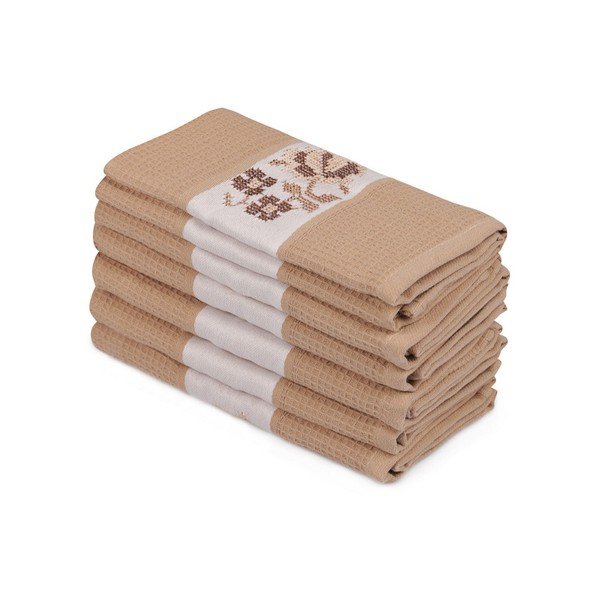 Set di 6 asciugamani in cotone marrone Simplicity, 45 x 70 cm - Mijolnir