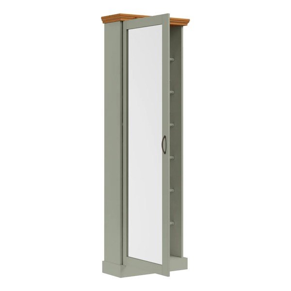 Scarpiera con specchio verde/colore naturale chiaro in pino massiccio 60x180x25 cm Selma – Støraa-image-2