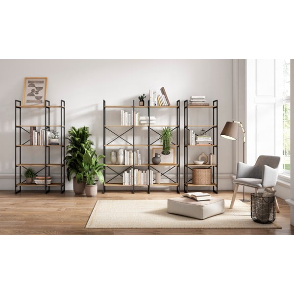 Scaffale in rovere nero/naturale 144x175 cm Dusan - Marckeric-image-1