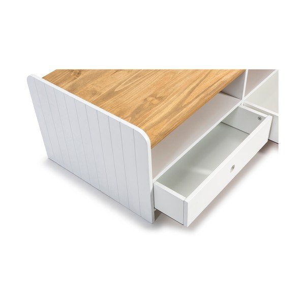 Tavolino bianco con piano in legno di pino Monte - Marckeric-image-3