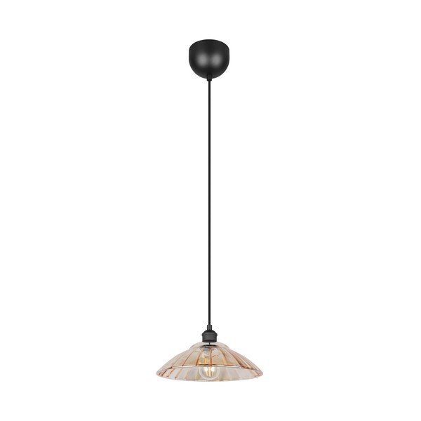 Lampadario nero/color ambra in metallo con paralume in vetro ø 29,5 cm Eluna – Reality
