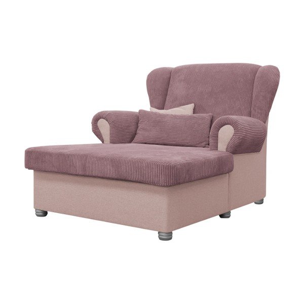 Chaise longue rosa con rivestimento in velluto a coste Lord – Ropez