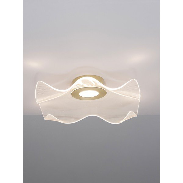 Plafoniera LED dorata in alluminio con paralume in vetro acrilico 50x50 cm Siderno – Nova Luce-image-1