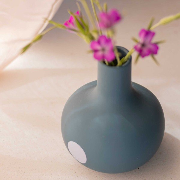 Vaso in ceramica color petrolio Dot - Mette Ditmer Denmark-image-2