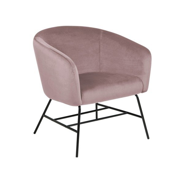 Pudrově růžové sametové křeslo Actona Ramsey
