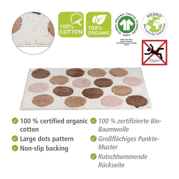 Tappetino per il bagno marrone/beige in cotone organico 60x90 cm Tibet – Wenko-image-2