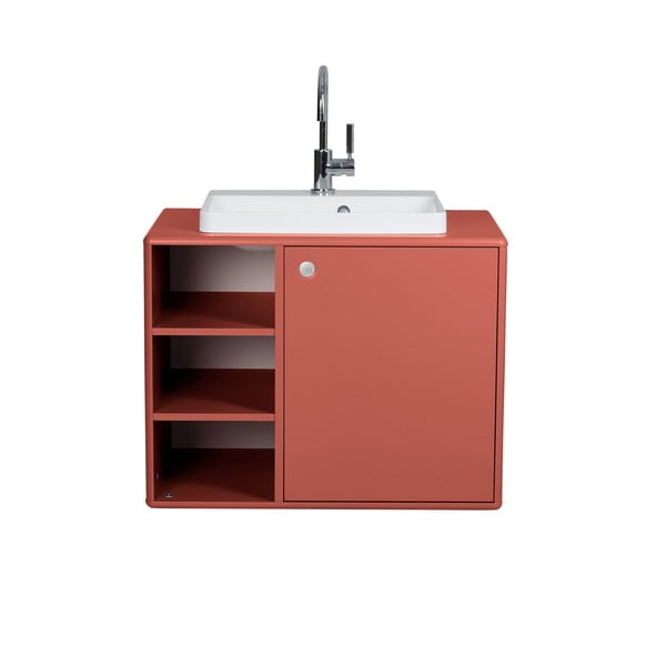 Mobile sospeso rosso con lavabo senza miscelatore 80x62 cm Color Bath - Tom Tailor