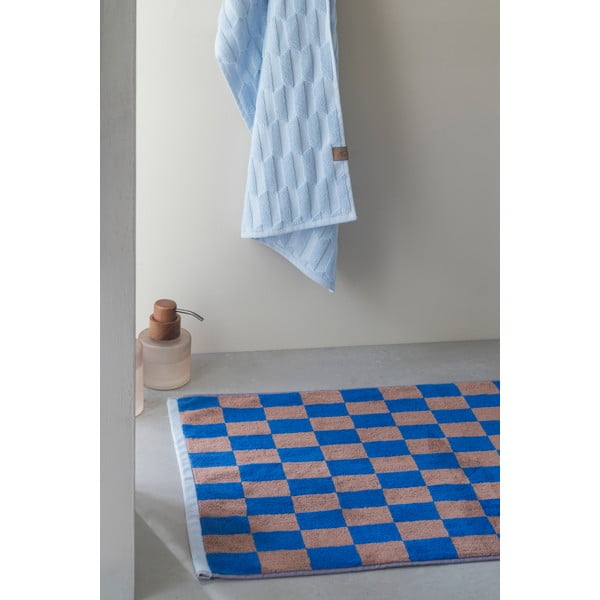 Tappetino da bagno in cotone biologica blu-marrone 50x80 cm Retro - Mette Ditmer Denmark-image-1
