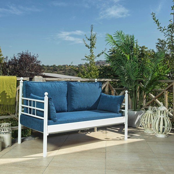 Divano da giardino in metallo blu Manyas - Floriane Garden-image-1