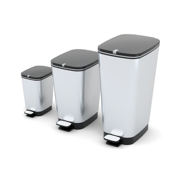 Cestino per la spazzatura argentato in plastica con pedale 45 l Chic Bin L – KIS-image-3