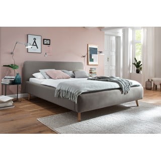 Letto matrimoniale imbottito grigio/marrone 140x200 cm Mattis - Meise Möbel