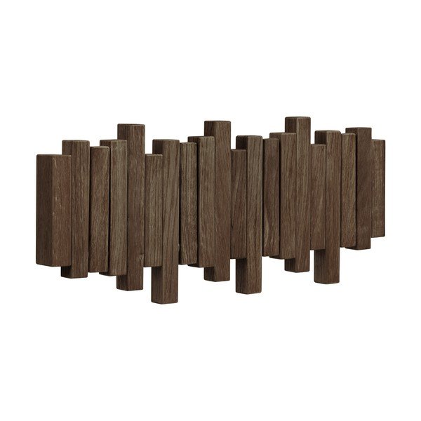 Attaccapanni da parete marrone scuro in rovere massiccio 40 cm Caltra – House Nordic-image-3