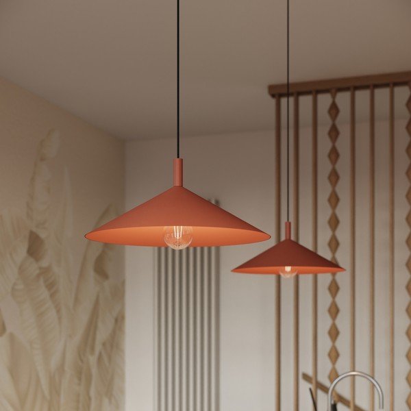Lampadario color mattone in acciaio ø 40 cm Zylo – Sollux-image-2