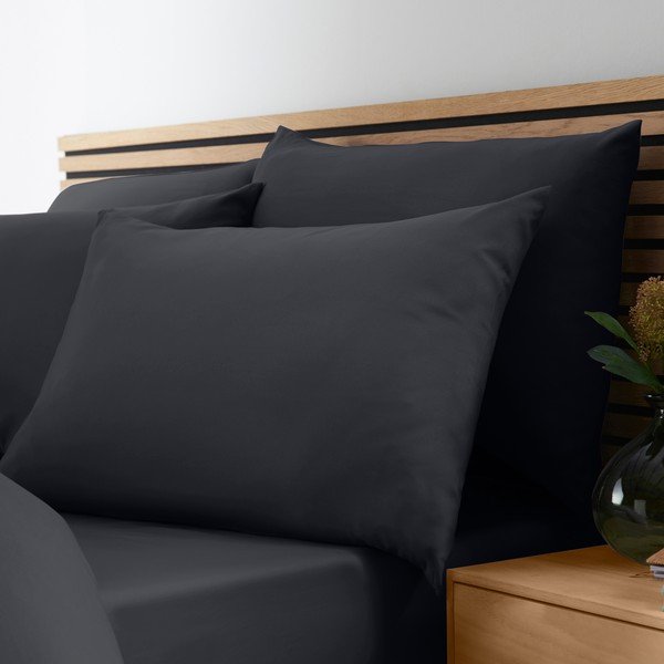 Set copripiumino e federa nero per letto matrimoniale 200x200 cm So Soft Non Iron – Catherine Lansfield-image-2