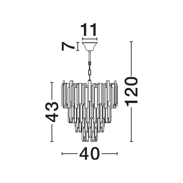 Lampadario dorato in metallo con paralume in cristallo ø 40 cm Grane – Nova Luce-image-4