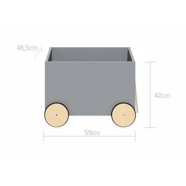 Scatola per giocattoli mobile grigia Lotta - BELLAMY-image-2