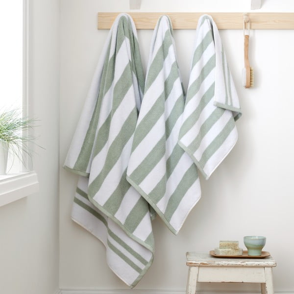 Asciugamano in cotone grigio e bianco 50x85 cm Stripe Jacquard - Bianca
