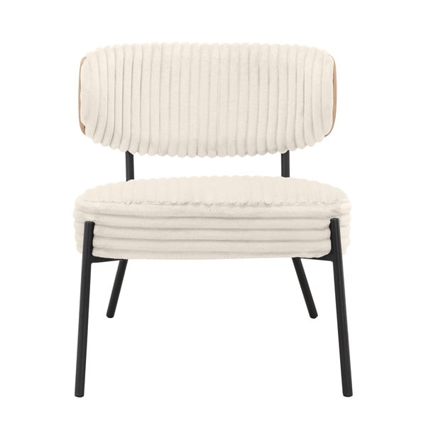 Poltrona in velluto a coste color crema con poggiapiedi Jerry - Støraa-image-3