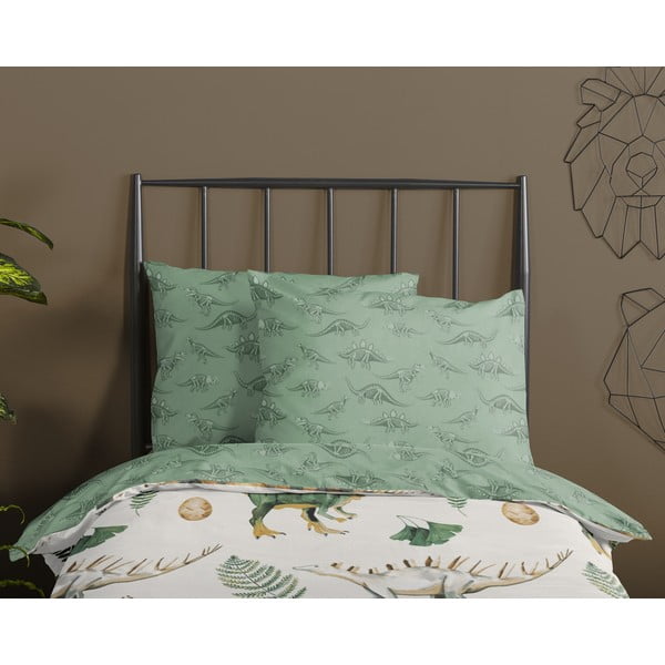 Set copripiumino e federa da bambini verde/beige in cotone per culla 100x135 cm Gabi – Good Morning-image-2