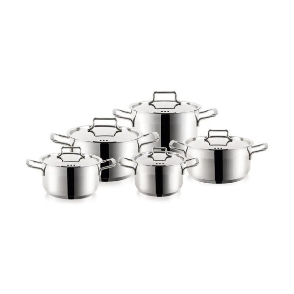 Set di pentole in acciaio inox da 10 pezzi Anett - Orion