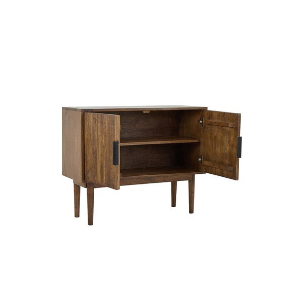 Cassettiera bassa marrone scuro in legno massiccio 100x80 cm Bitika - Light & Living-image-4