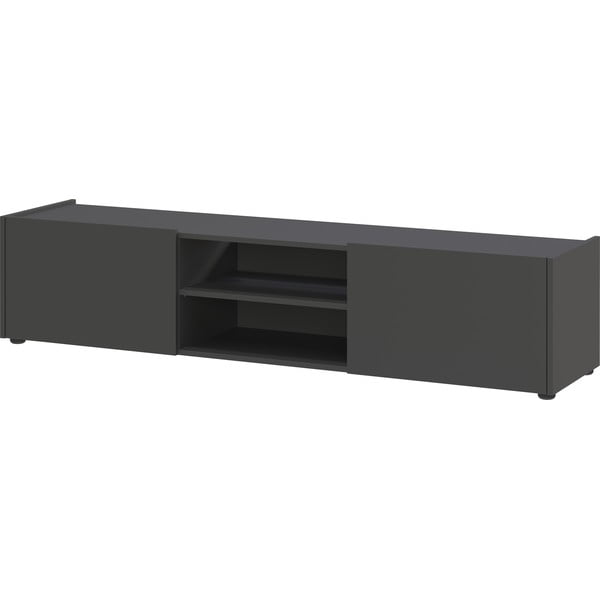 Tavolo TV in rovere decorato in colore antracite-naturale 164x35 cm Schlangen - Germania-image-2