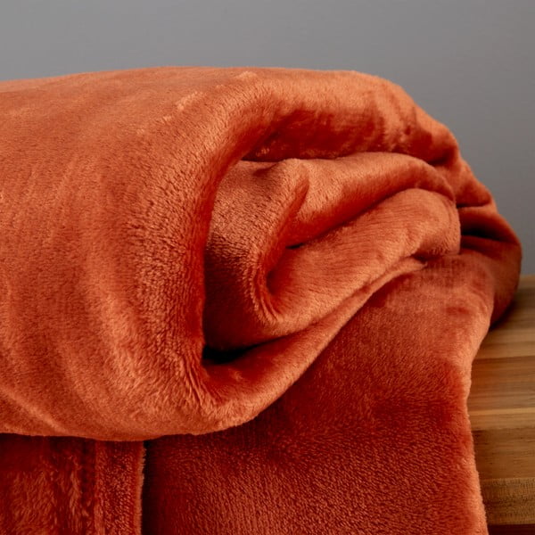 Coperta arancione in micropile 130x170 cm Raschel Velvet – Catherine Lansfield-image-2