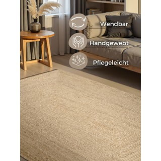 Tappeto in juta bifacciale/tessuto a mano di colore naturale chiaro 60x90 cm Sharmila Natural White - Hanse Home