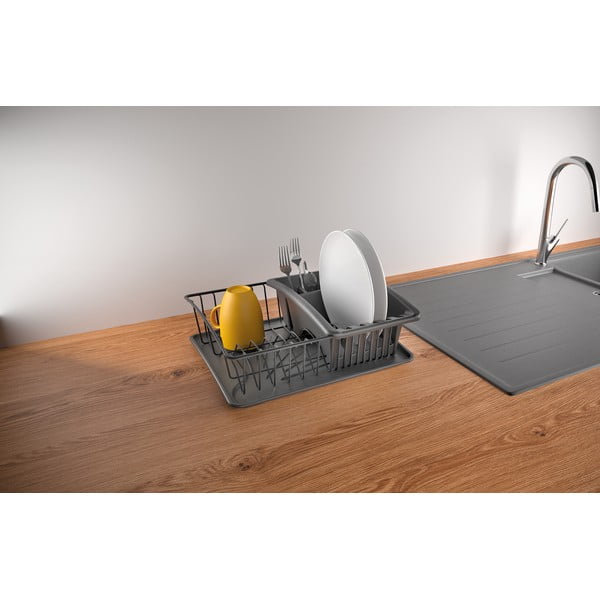 Vaschetta di raccolta in acciaio inox grigio antracite Aquatexplus Lava - Metaltex-image-1