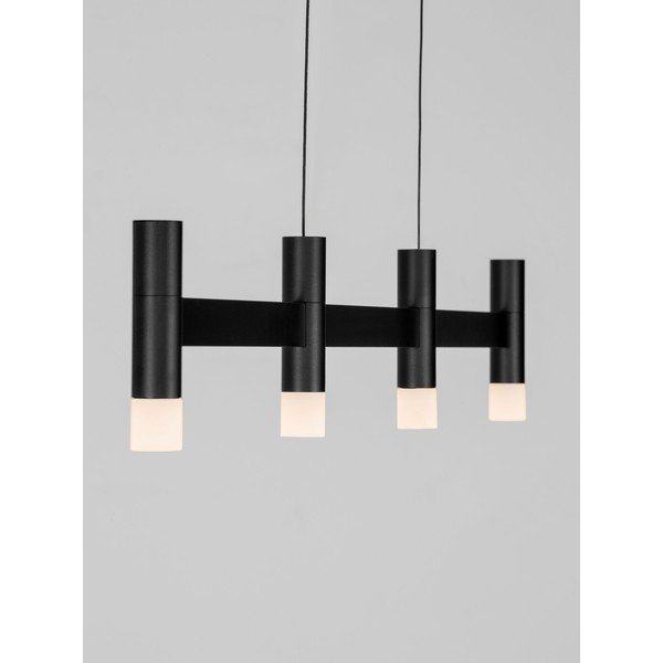 Lampadario LED nero opaco in alluminio con paralume in vetro acrilico con intensità regolabile Poetic – Nova Luce-image-2