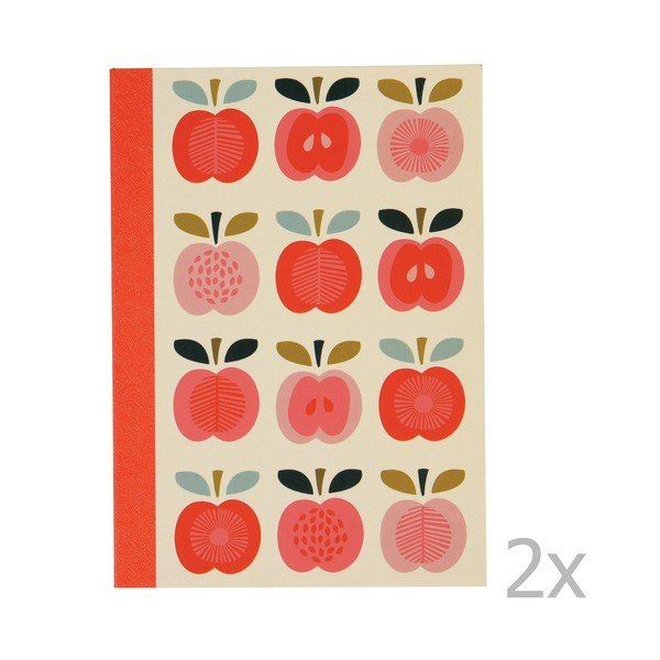 Sada 2 linkovaných sešitů s potiskem jablek Rex London Vintage Apple