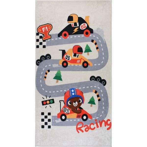 Tappeto da gioco per bambini avorio lavabile 100x160 cm Race Time – Vitaus