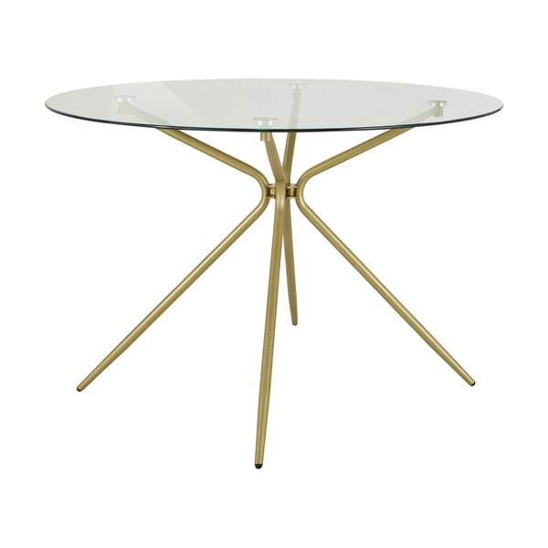 Tavolo da pranzo rotondo color oro con piano in vetro ø 110 cm Silvie - Støraa