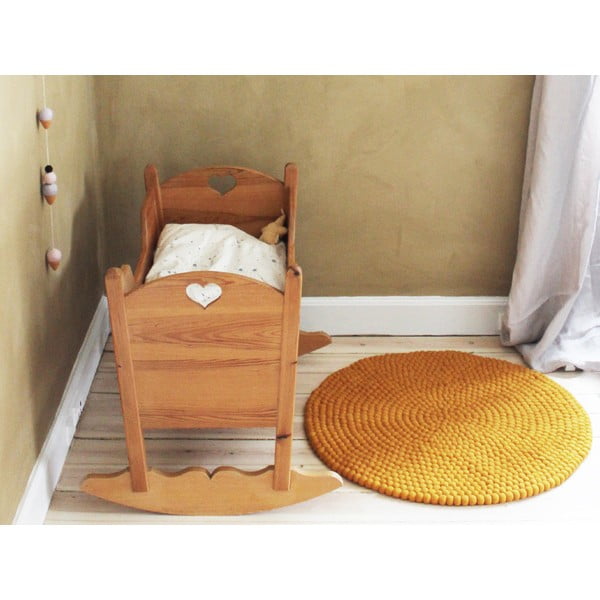 Tappeto in lana giallo senape, ⌀ 90 cm Ball Rugs - Wooldot-image-2