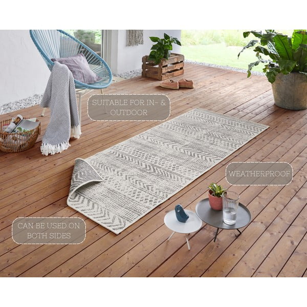Tappeto da esterno grigio e crema , 80 x 250 cm Biri - NORTHRUGS-image-4