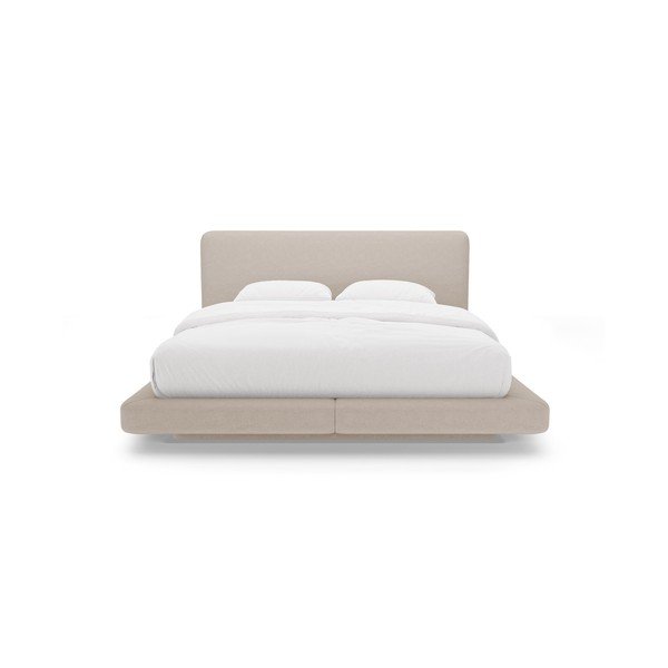 Letto matrimoniale imbottito marrone chiaro 140x200 cm Linea – Micadoni -image-3