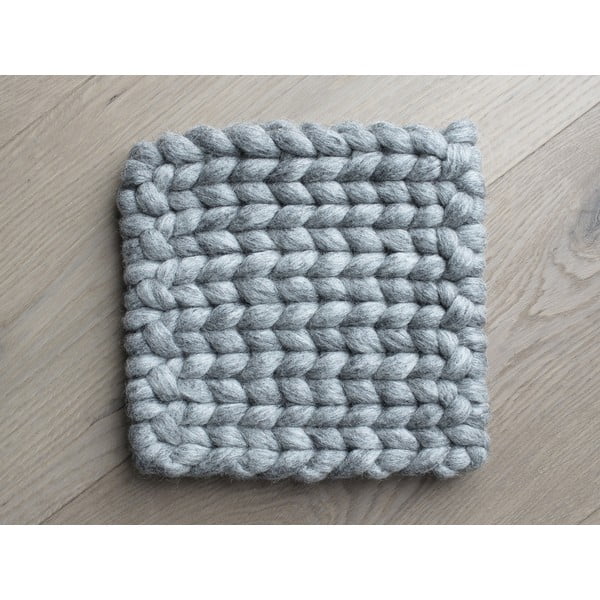 Sottobicchiere in lana lavorata a maglia grigio acciaio Braider Coaster, 20 x 20 cm - Wooldot