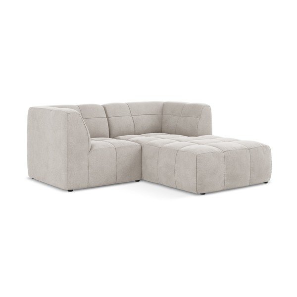 Divano angolare beige (con penisola a destra/con chaise lounge) con rivestimento in velluto Aloha – Makamii-image-2