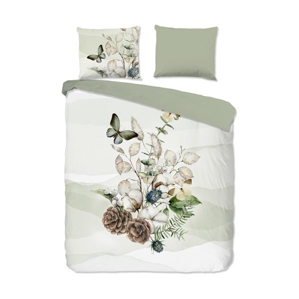 Set lenzuola letto matrimoniale in flanella verde-crema 200x220 cm Marjan - Good Morning