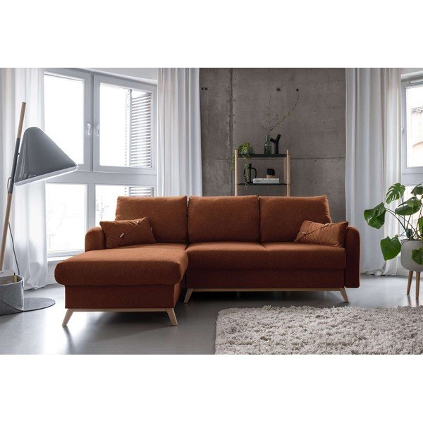 Divano letto angolare arancio mattone, angolo sinistro Scandic Lagom - Miuform-image-1