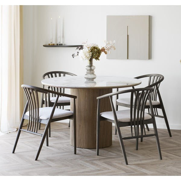 Tavolo da pranzo rotondo con piano effetto marmo ø 120 cm Athens – House Nordic-image-1