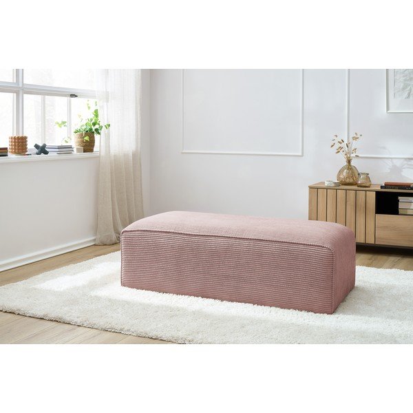 Poggiapiedi componibile rosa con rivestimento in velluto a coste Megeve – Bobochic Paris-image-1