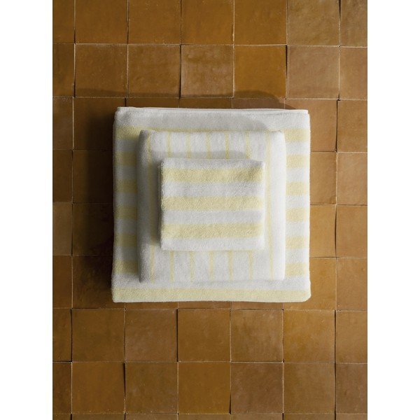 Asciugamano tipo terry giallo chiaro/bianco in cotone organico 70x140 cm Arto – Blomus-image-2