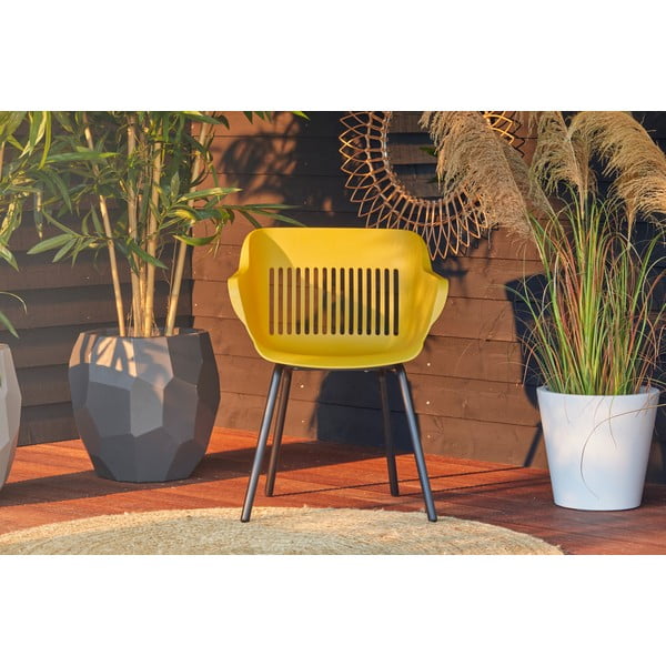 Set di 2 sedie da giardino in plastica giallo ocra Jill Rondo - Hartman-image-1