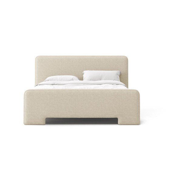Letto matrimoniale imbottito beige con rete inclusa 180x200 cm Eda – Micadoni -image-2