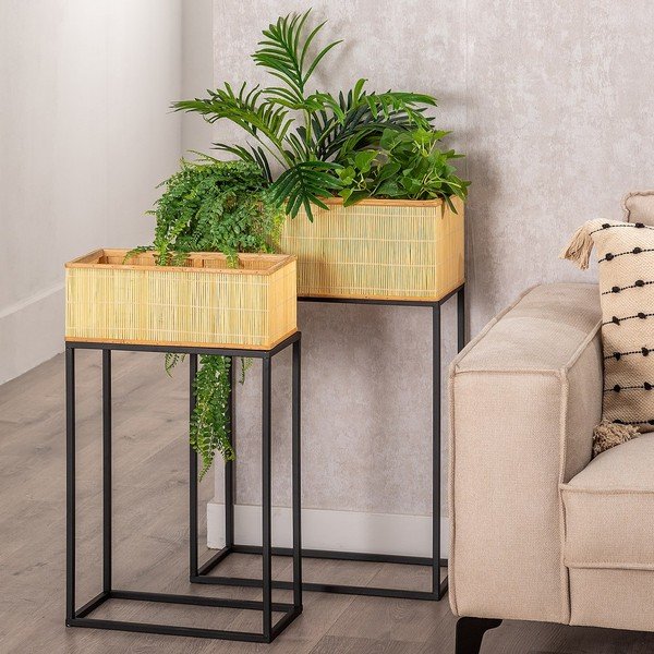 Portafiori in rattan in set da 2 (altezza 80 cm) - Ixia-image-1