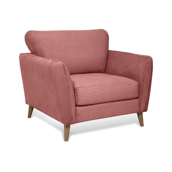 Poltrona in velluto a coste rosa Paris - Scandic